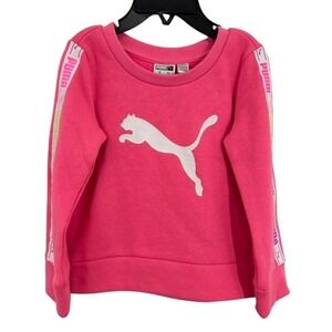 PUMA Toddler Girl's Sweatshirt Crew Neck Pullover Neon Pink Size 24M Vibrant NWT